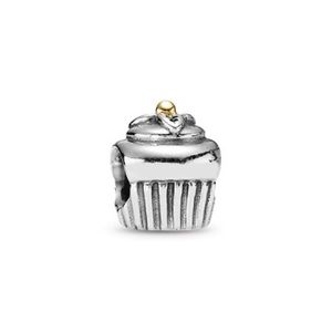 Pandora Silver & Gold Cupcake Charm - RETIRED!
